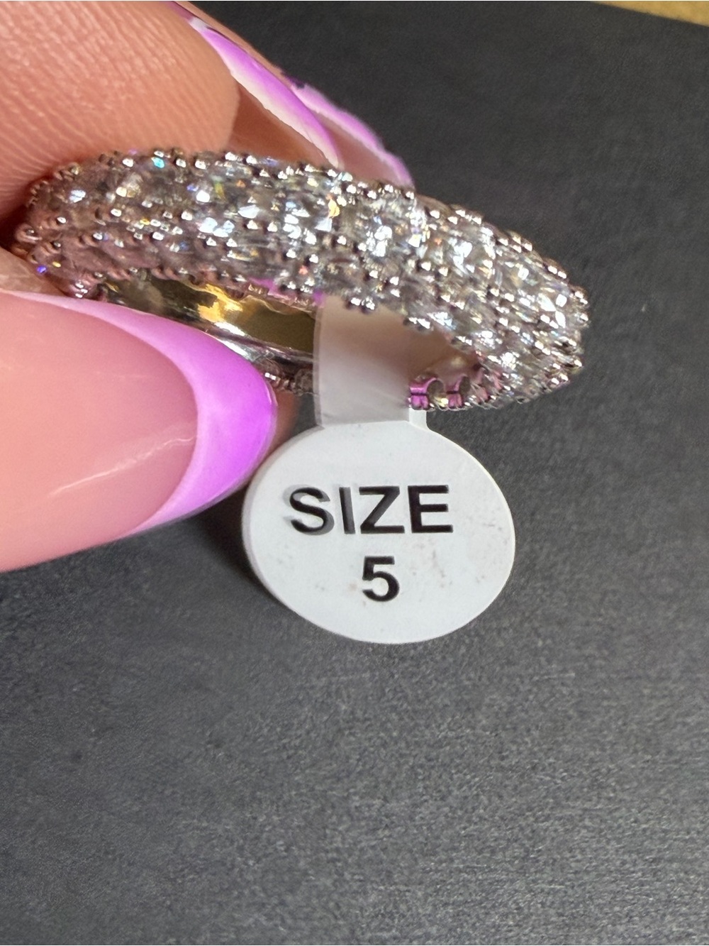 Eternity Band Ring Size 5 | White Gold filled Pave AAA CZ - Picture 5 of 10